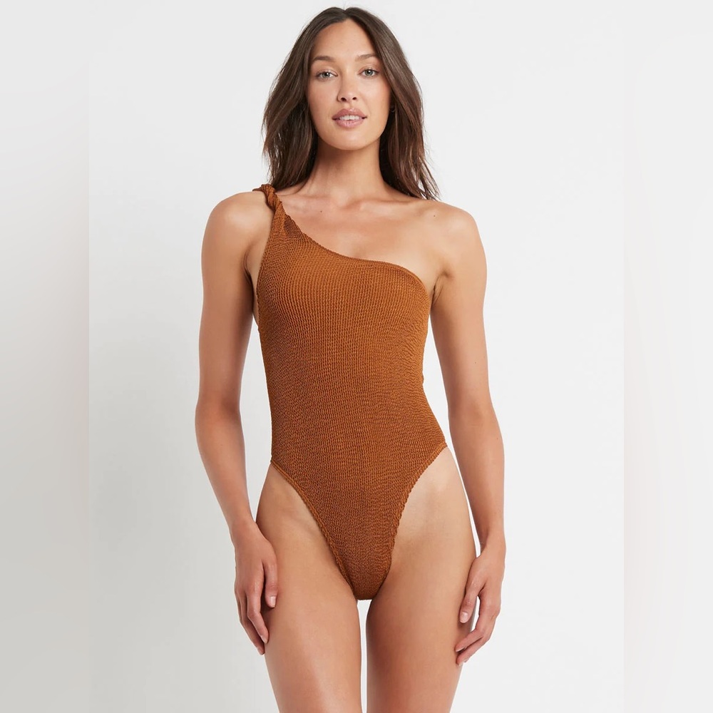NWT BOND-EYE x Kate Bock Cedar BrownTwist Strap Oscar One Piece Swimsuit, O/S